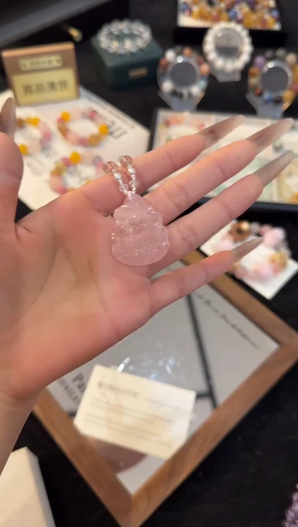 合金手链水晶粉水晶项链x3385