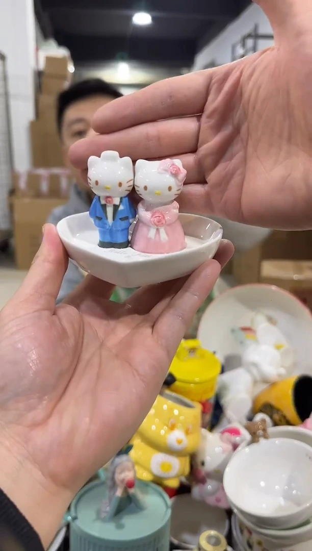 瓷片原盒kt猫结婚首饰盘