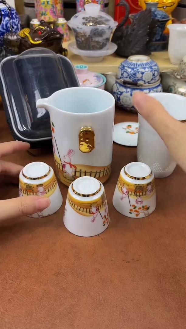陶瓷茶具摆件旅行套组