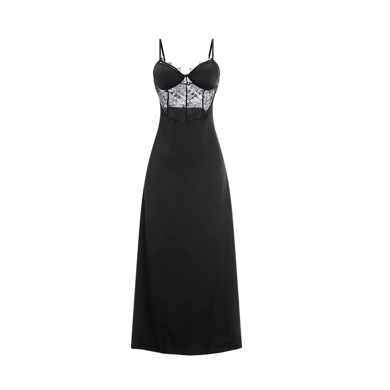 彭裳裳【梵高之梦】春夏时尚女士性感纯欲蕾丝薄款法式长款睡裙