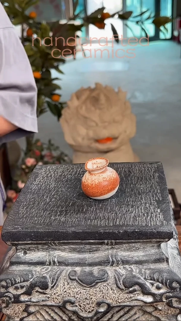 陶瓷小花瓶竹色釉花瓶迷你