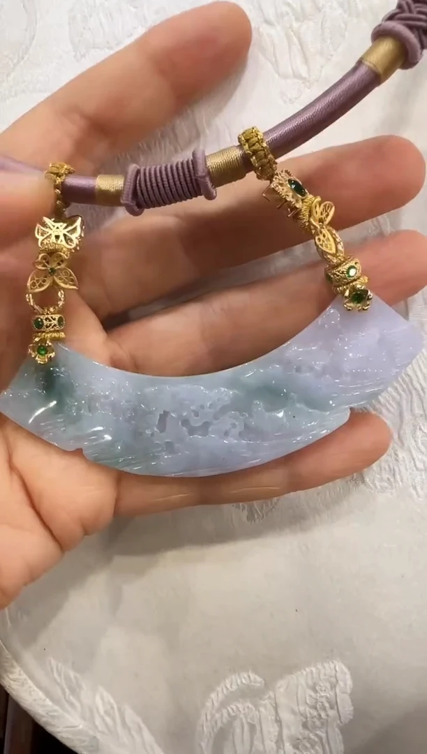 翡翠银S925镶嵌颈饰国风