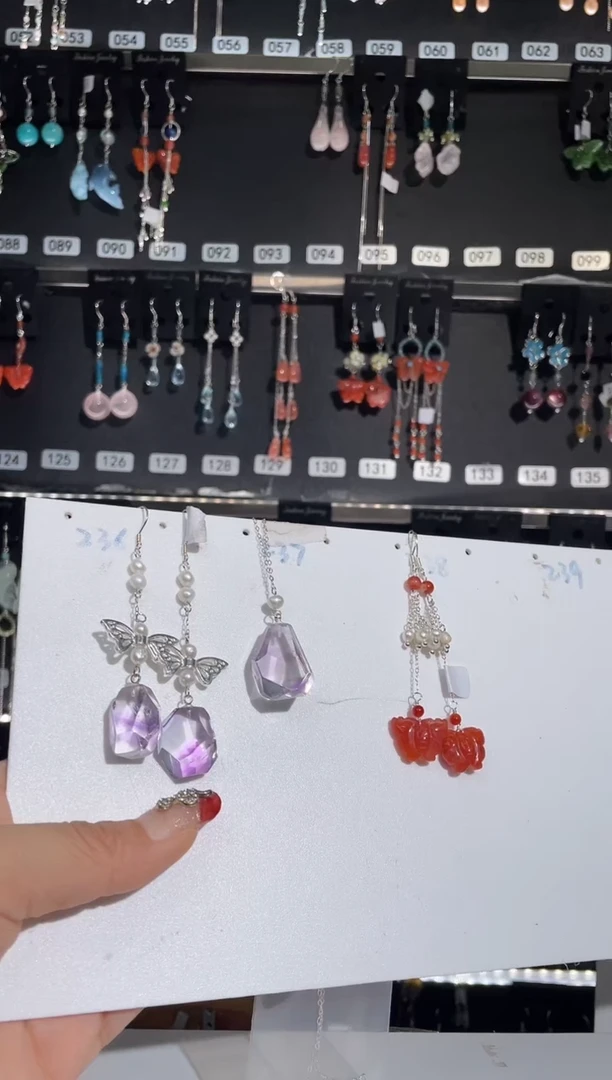 【闪购商品】紫晶耳饰银S925镶嵌鱼丸丸2发1