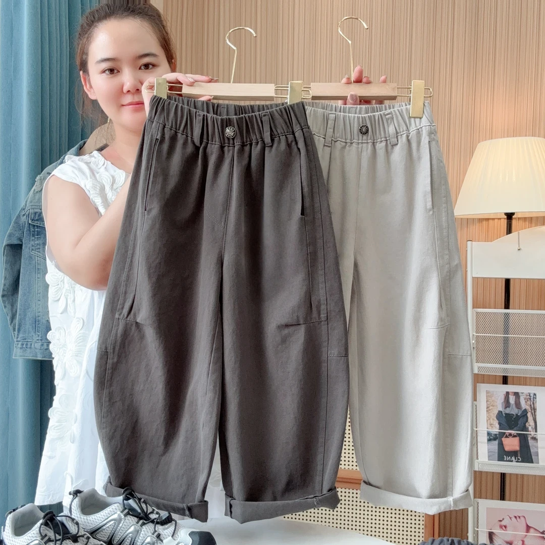 【正版水洗纯棉】长裤春秋通用休闲裤休闲风女休闲裤中裤男童韩版