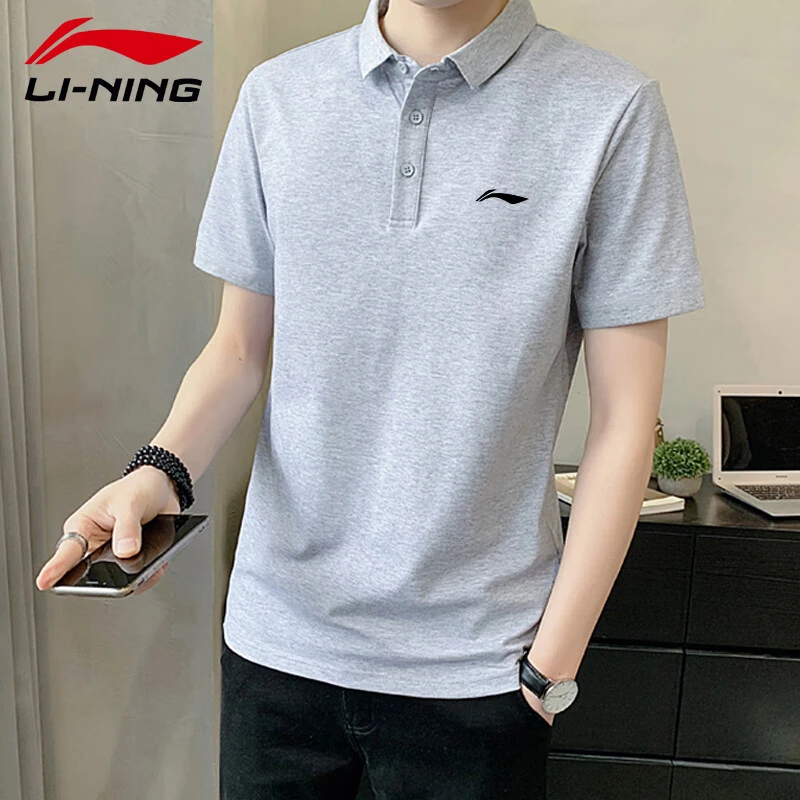 李宁纯棉polo衫t恤男2025夏季新款翻领透气短袖休闲百搭运动体恤