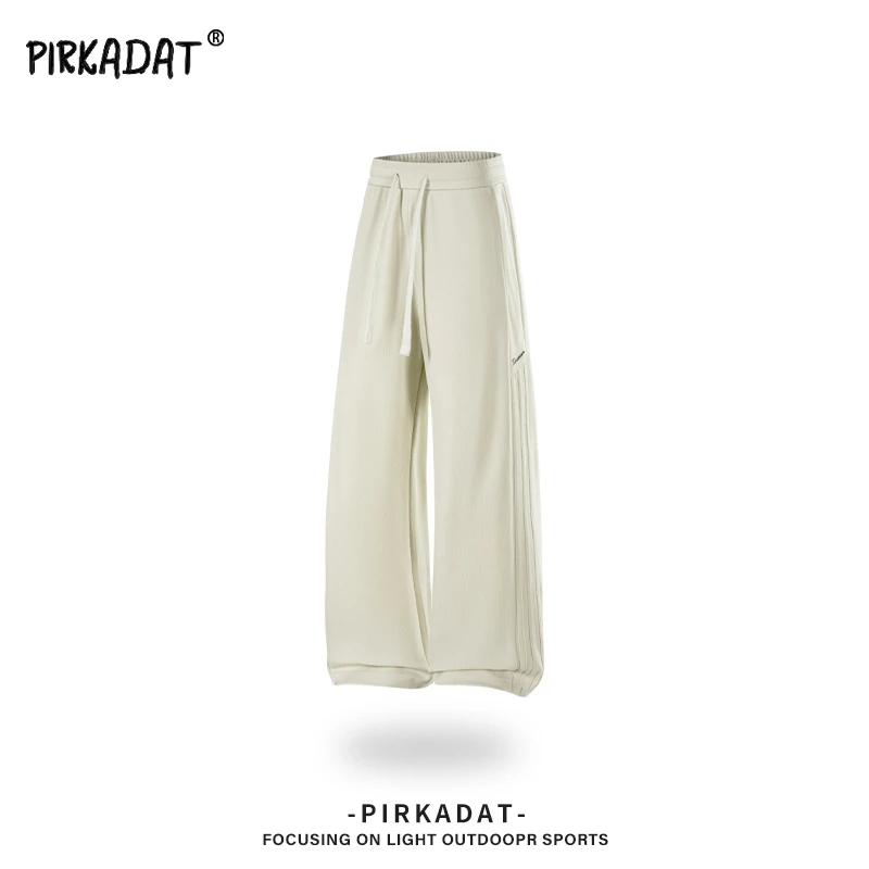 Pirkadat秋季新款直筒系带休闲裤子男美式复古老钱风潮流宽松百搭