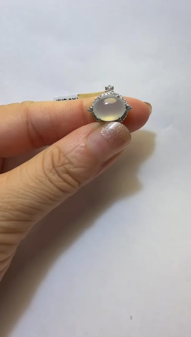 银S925镶嵌戒指翡翠925银镶缅甸A货翡翠戒指