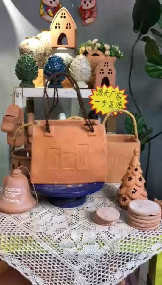 【优惠】红陶花盆 1个装 红陶色 手提盆 配棕绳