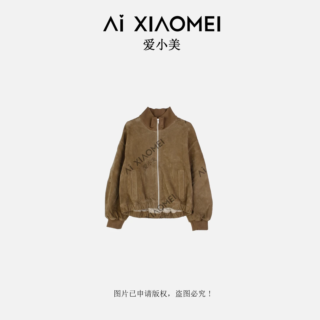 Aixiaomei/爱小美【小美的礼物】复古立领皮衣夹克WT-1075