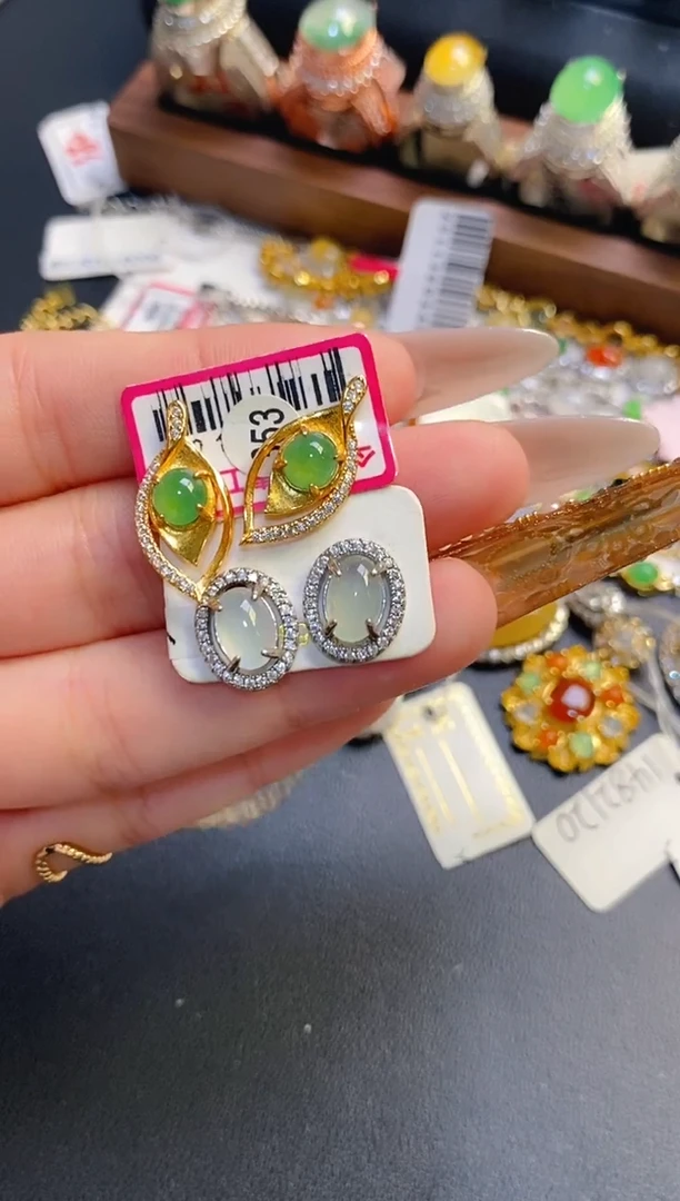 银S925镶嵌戒指翡翠天然