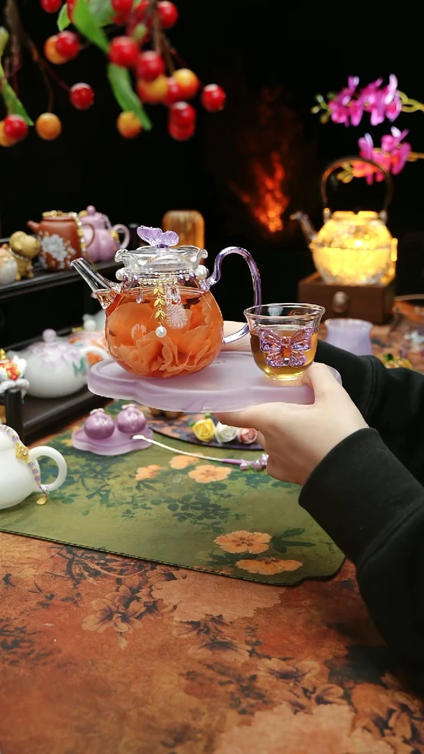 【闪购商品】紫色壶承+茶壶+链子+杯子