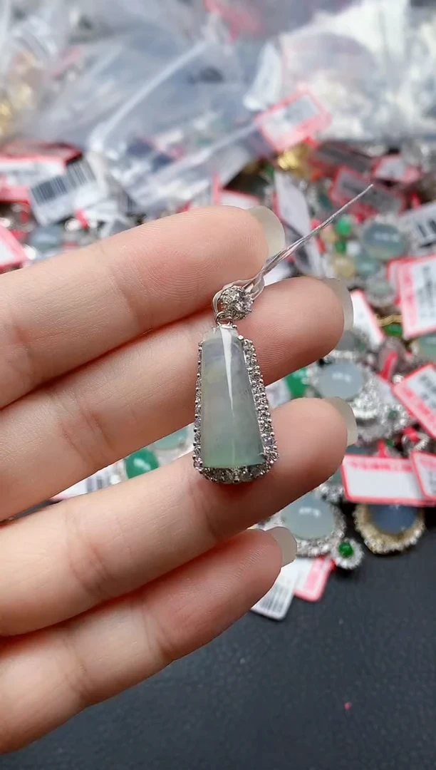 银S925镶嵌戒指翡翠天然A货缅甸翡翠