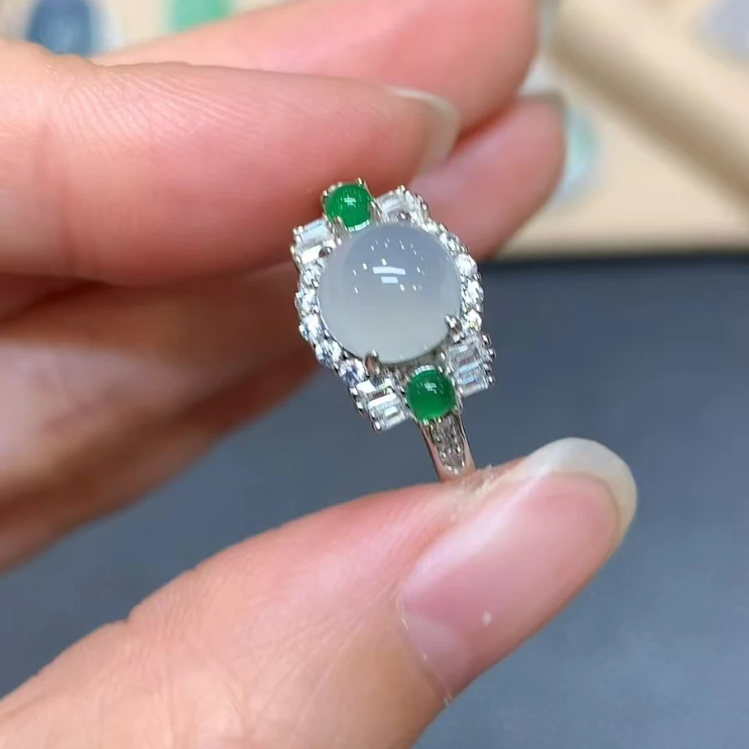 (JM-10-1)蛋面戒指-s925银镶翡翠戒指精致首饰多样性发货一件q