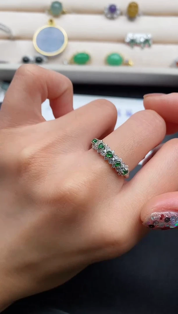 银S925镶嵌戒指翡翠4444444+10