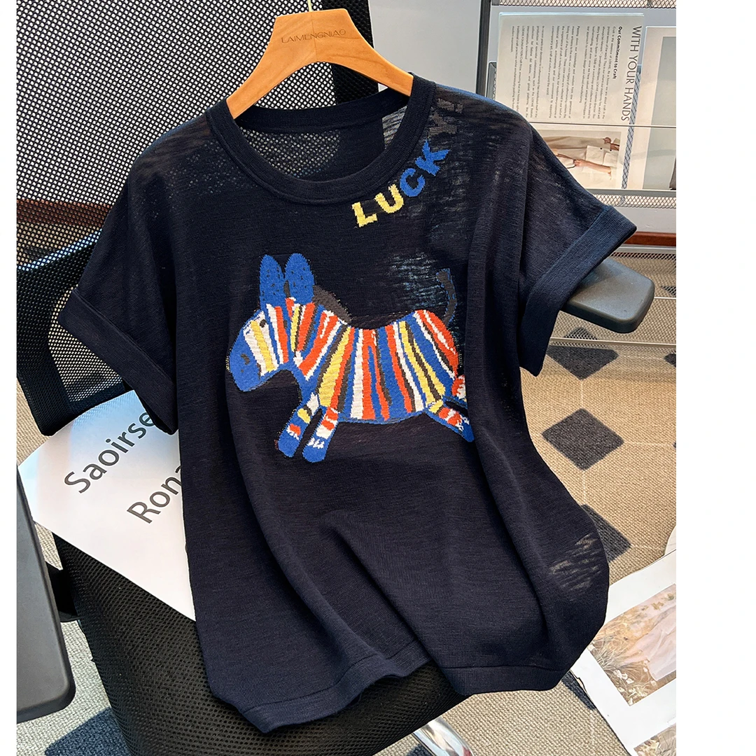 【大码】851大码新款时尚圆领短袖女宽松显瘦百搭上衣热销