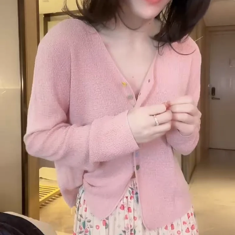 【醒春】软糯彩扣宽松显瘦单排扣新款针织开衫LK2502029