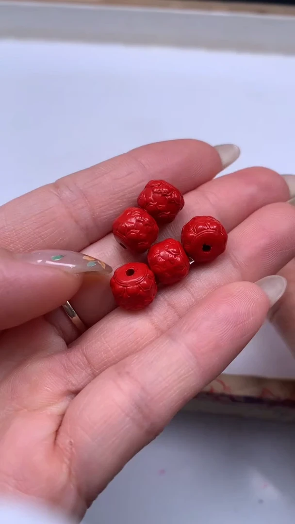 未镶嵌散珠玛瑙/玉髓D211红 砂 莲花珠10mm 5个5.8元