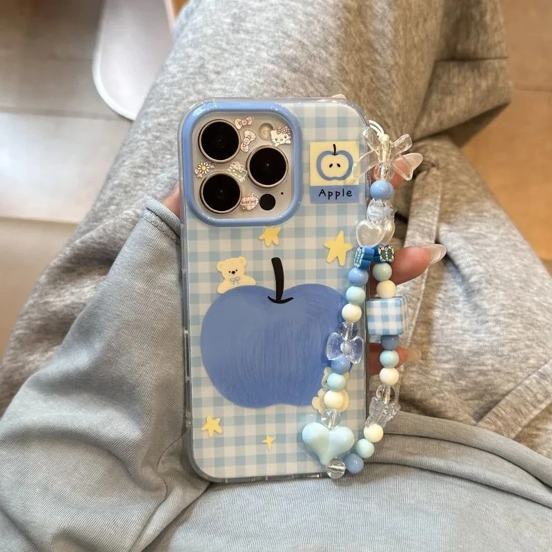 小熊格纹适用iPhone15promax手机壳苹果16/14/13/12卡通11软XR/78