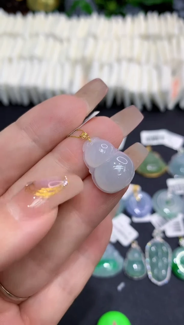 翡翠18K金镶嵌吊坠(不含链)1111