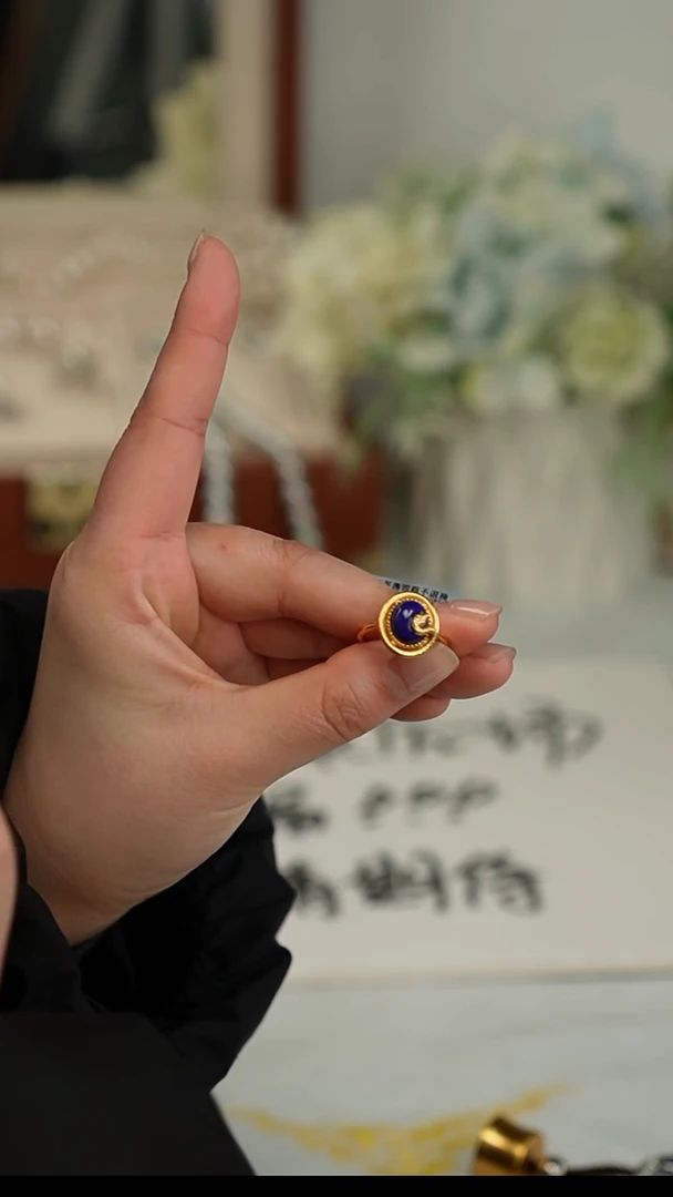 【闪购商品】青金石戒指银S925镶嵌青金蛇戒指