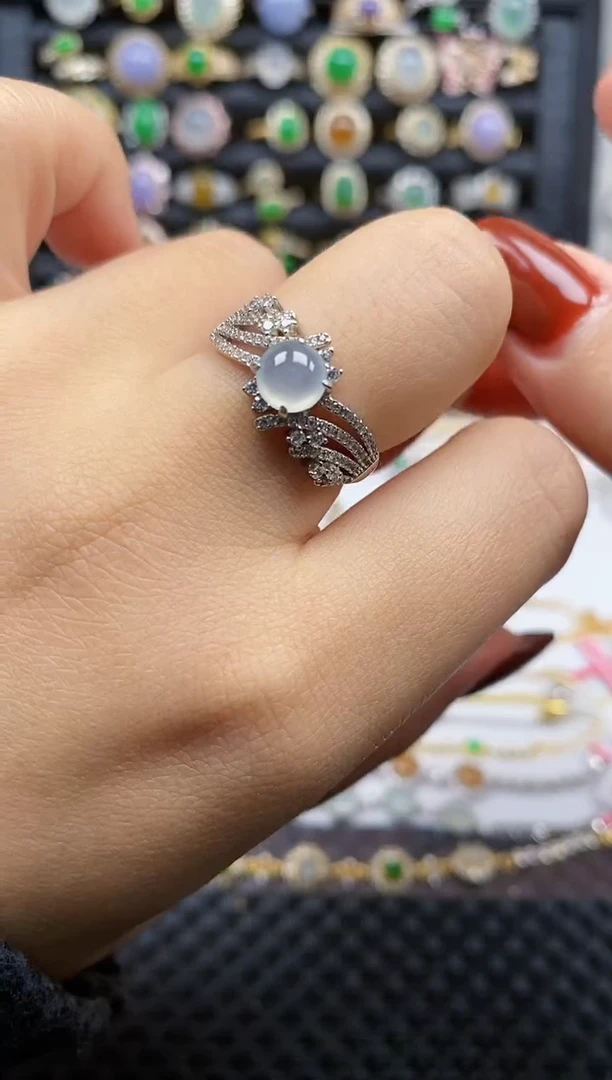 银S925镶嵌戒指翡翠413