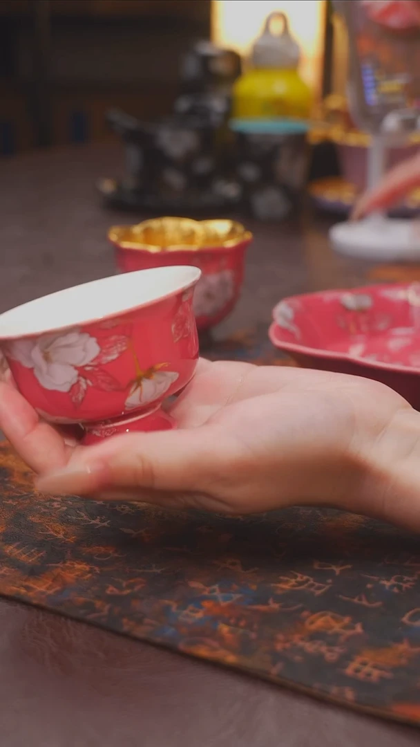 茶杯紫砂【宜景窑冰梅粉系列】杯子