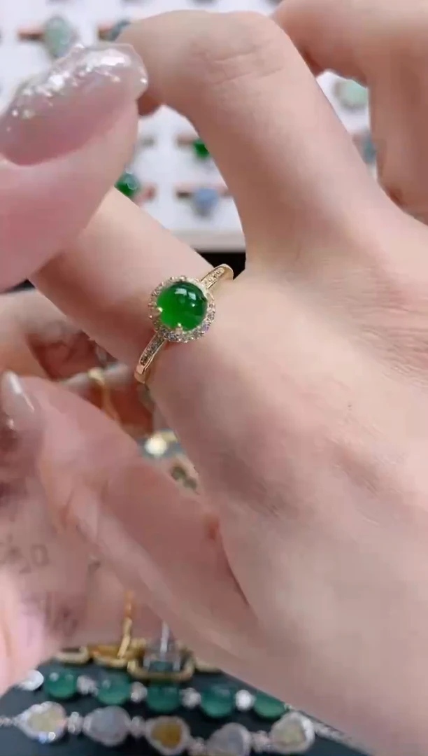 银S925镶嵌戒指翡翠天然翡翠