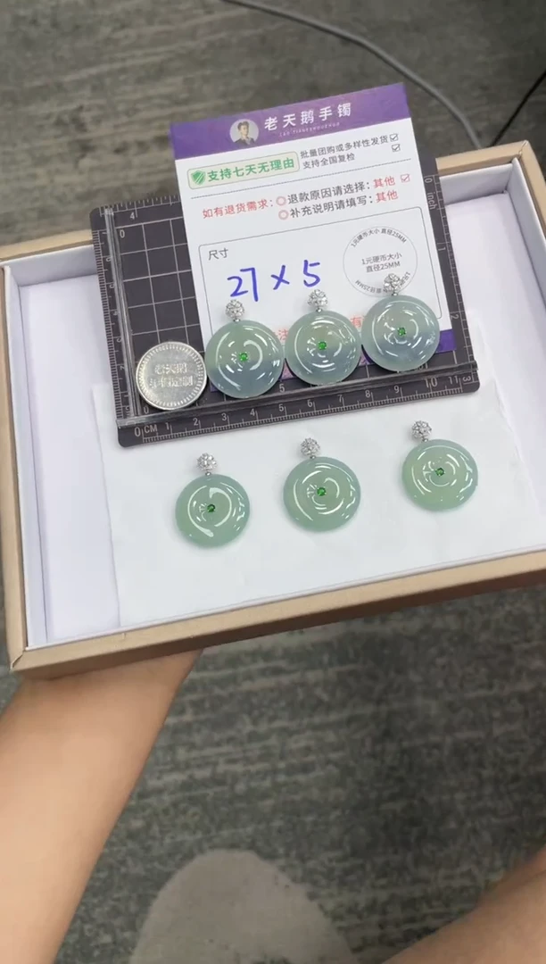 颈饰18K金镶嵌翡翠高货平安扣配链11/多样性发其一CP