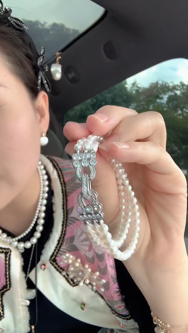 未镶嵌手串淡水珍珠三串珍珠手串