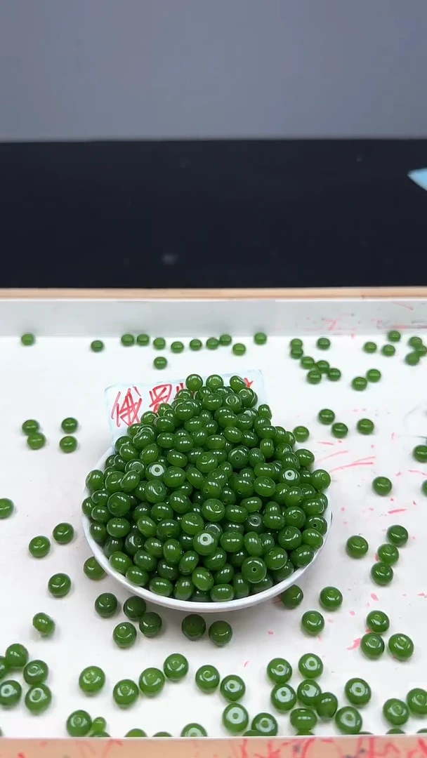 未镶嵌和田玉珠宝半成品碧玉算盘珠n190卡5*8mm散珠20颗