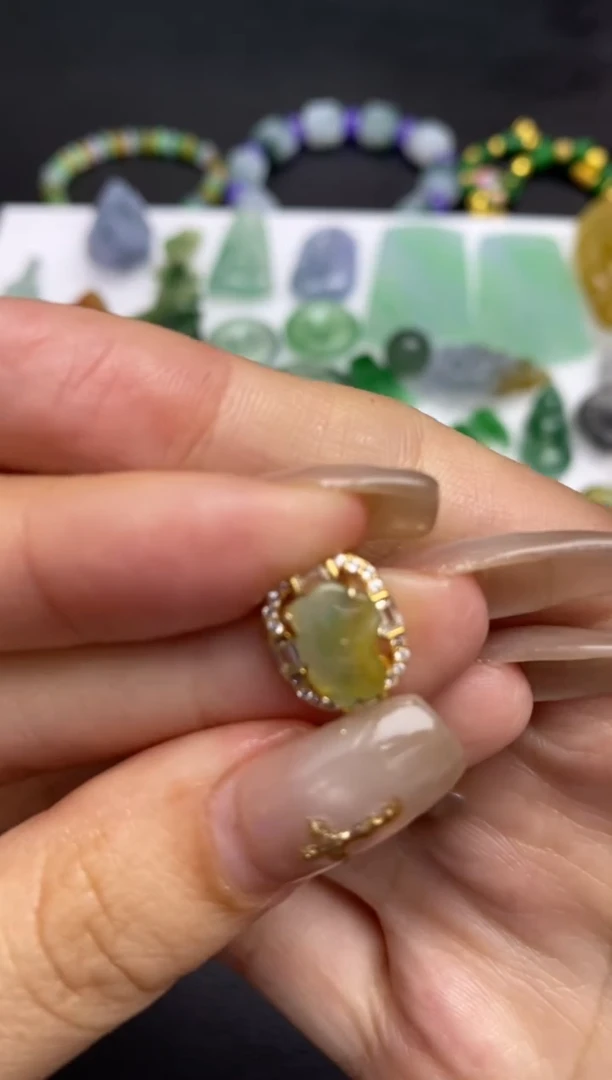 银S925镶嵌定制翡翠翡翠饰品~