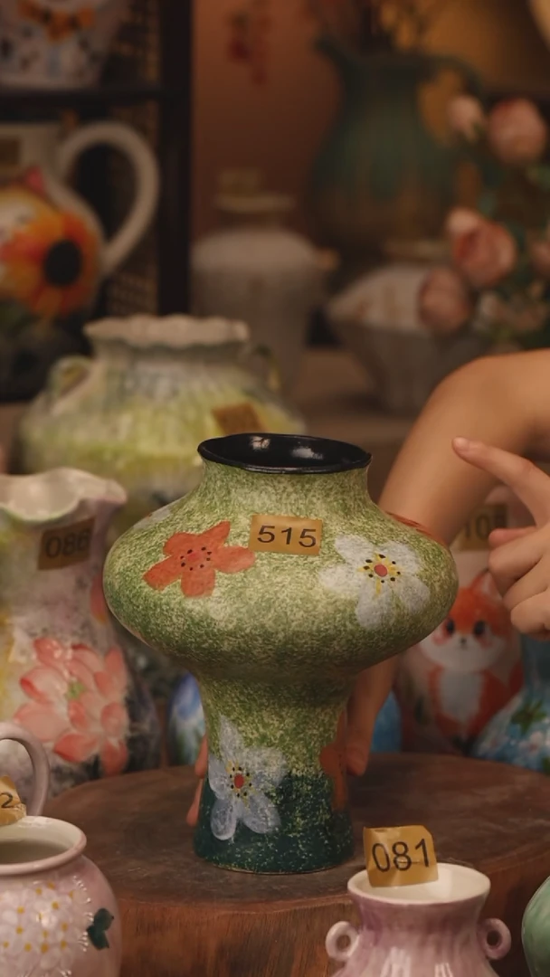 陶瓷515景德镇设计师手作花器摆件侘寂风