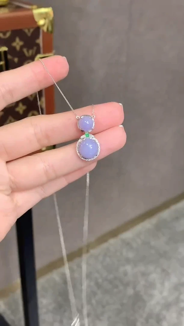 套链18K金镶嵌翡翠b68紫货有一定色差