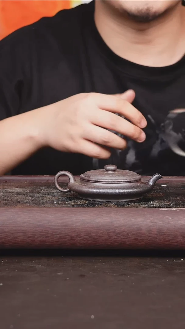 茶壶紫砂柴烧 虚扁