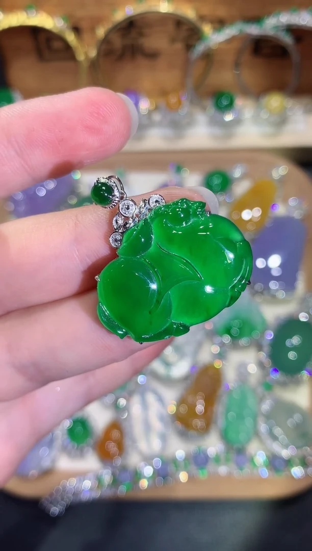 翡翠18K金镶嵌吊坠(不含链)14团购多样性发其一