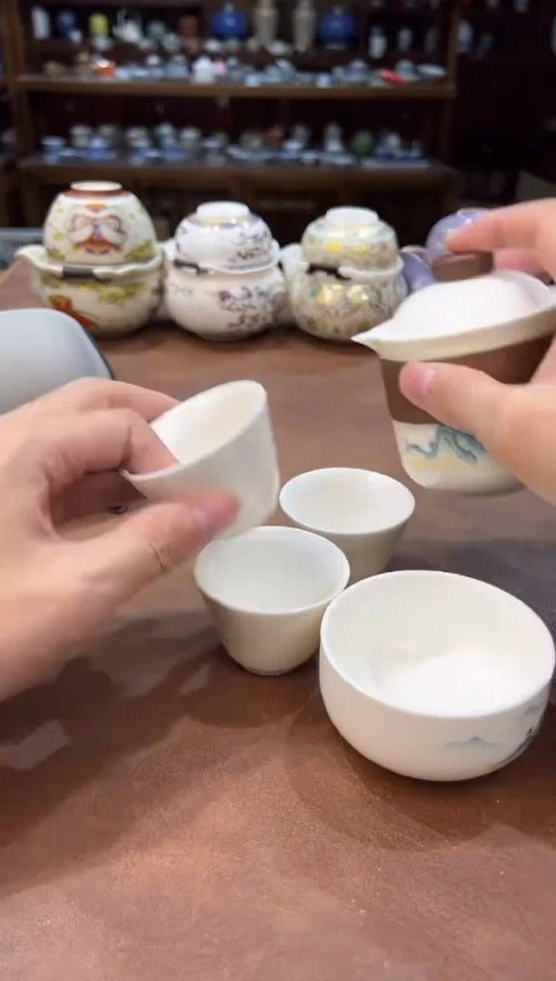 真的很便宜超好看会开片的旅行茶具
