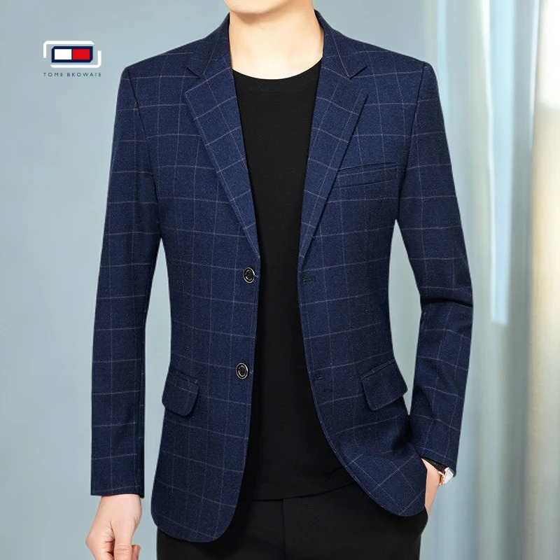 潮流格子西服新款休闲小西服工装春秋季帅气演说演讲职场设计师LB