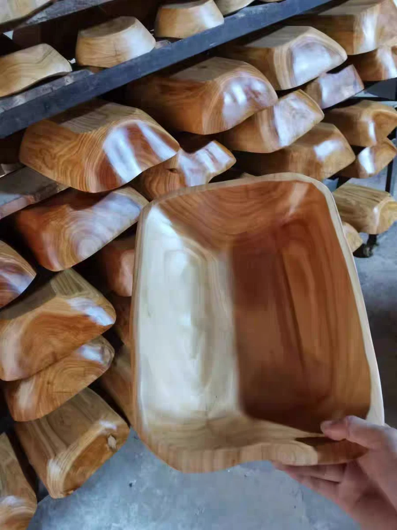 原木果盘木质水果盘蔬菜托盘高颜值客厅家用原生态实木零食盘田园