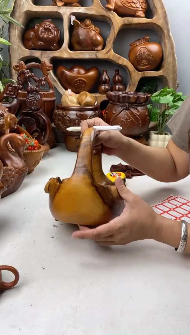 香樟木A28荷叶提篮/尺寸