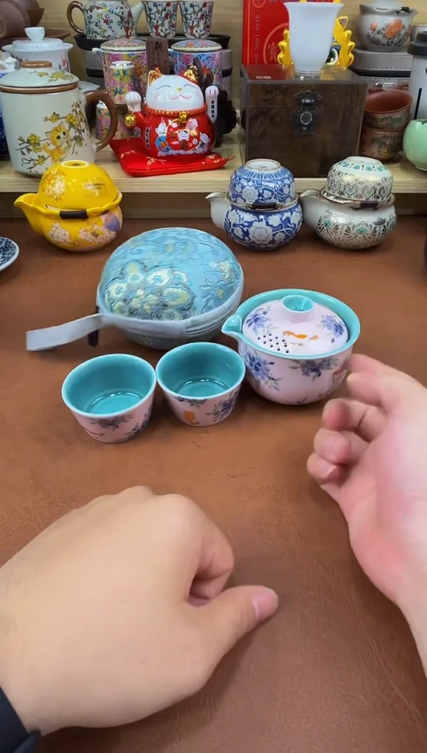 陶瓷茶具摆件旅行套组
