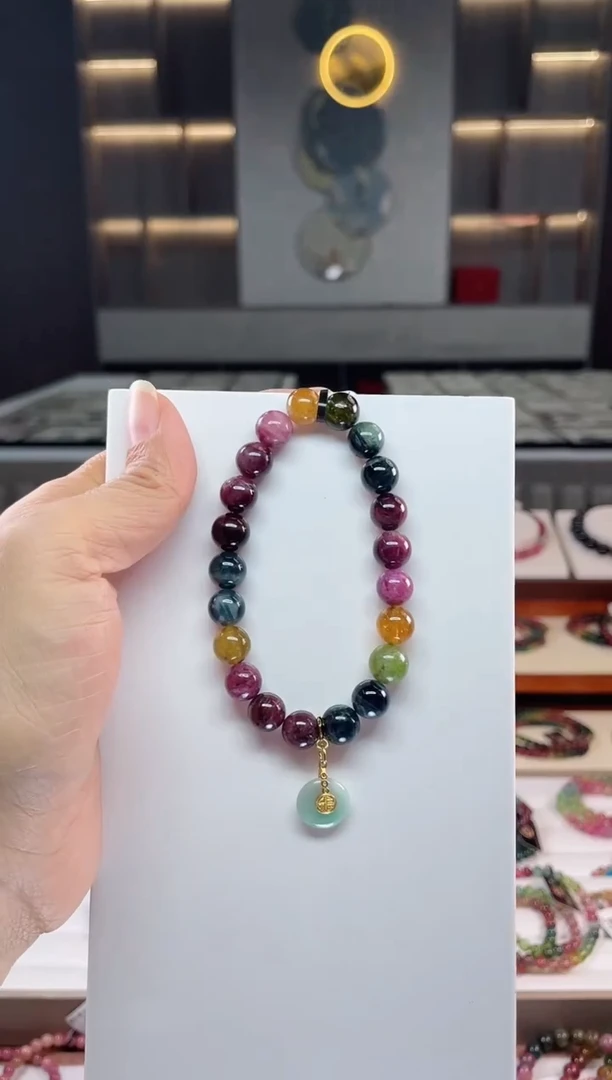 未镶嵌老矿碧玺单圈手串9mm+碧玺（多样性发一条）Q