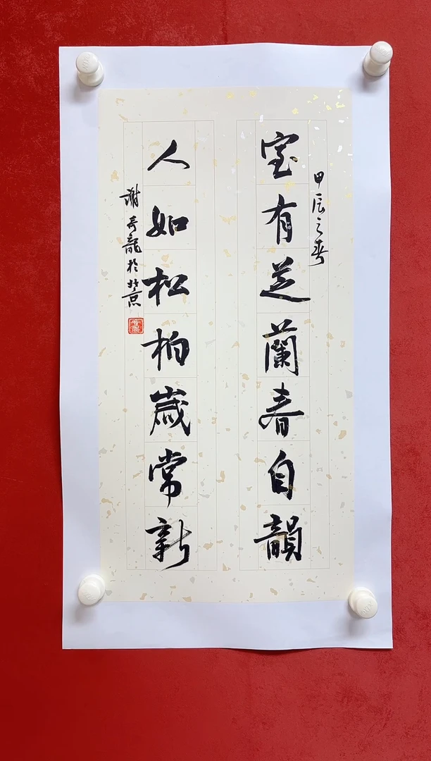 【闪购商品】书法谢奇龙对联书法画芯68*34手工托心