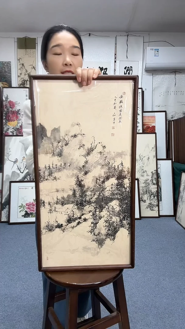 国画35*68实木画框京东包邮手绘