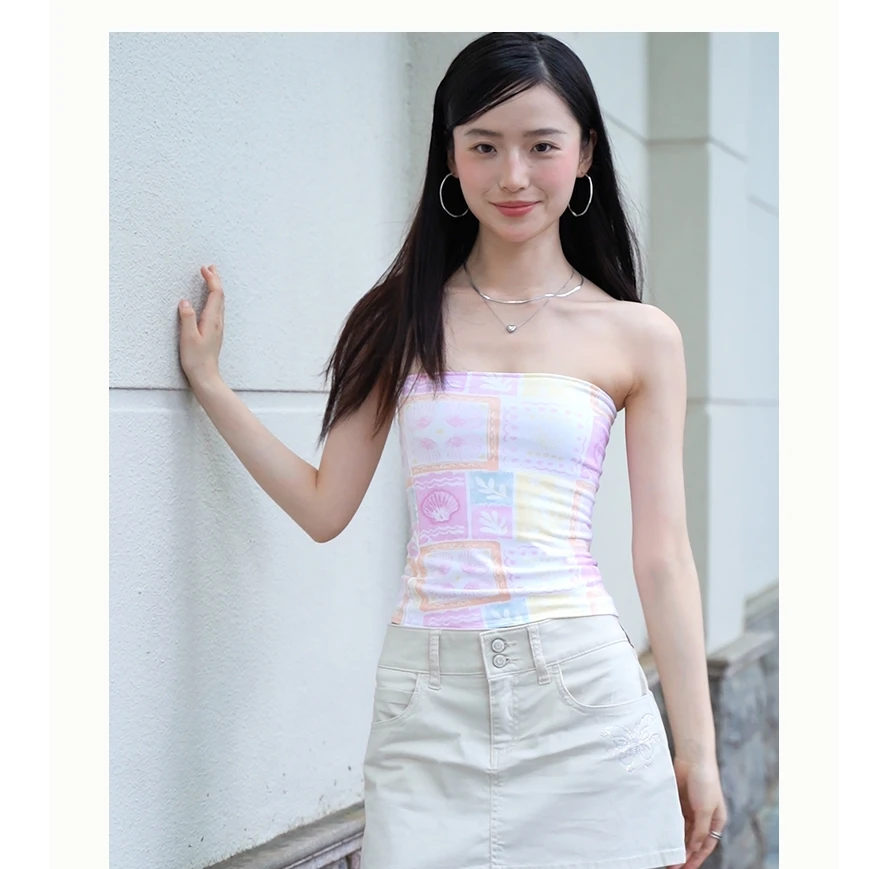 Hollister25秋辣妹甜美印花两面穿抹胸露肩女装339-5290