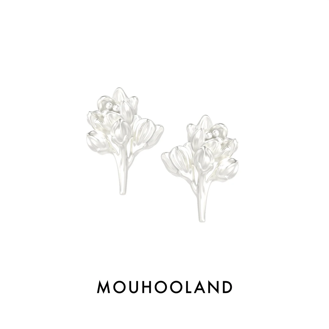 Mouhooland/暮后之地 925银耳饰 花束耳钉925银新艺术系列