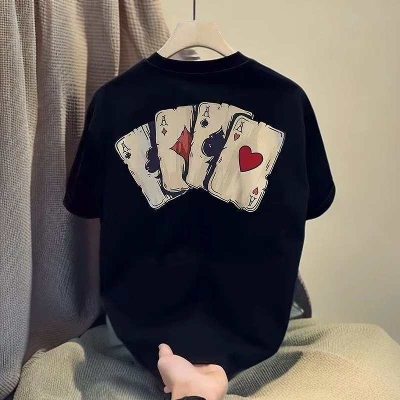 2025年新款纯棉短袖男宽松男装印花圆领男士半袖T恤休闲半袖潮流