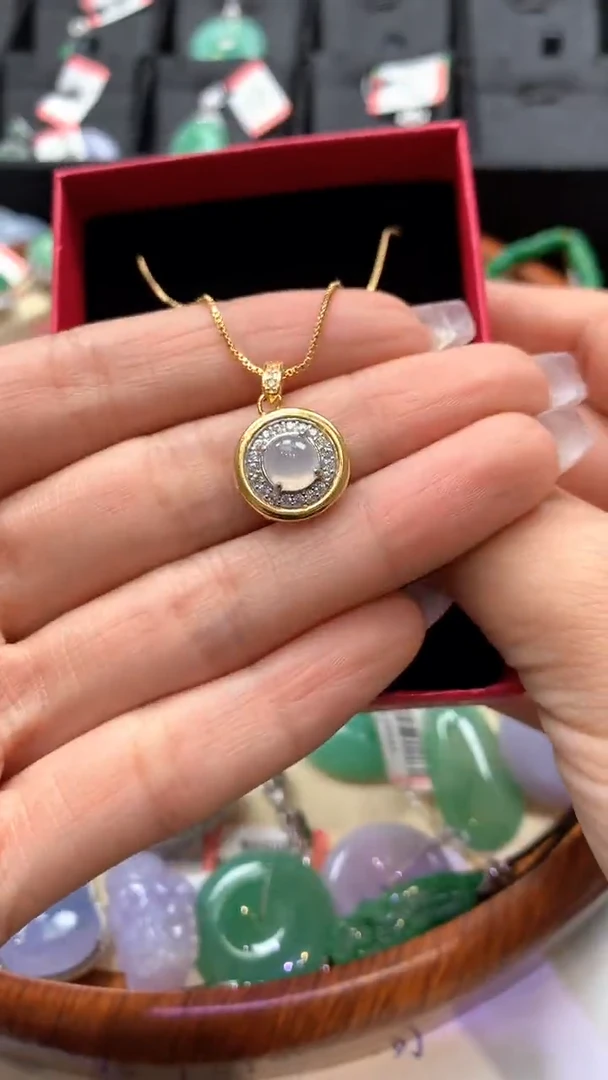 【闪购商品】翡翠颈饰银S925镶嵌吊坠