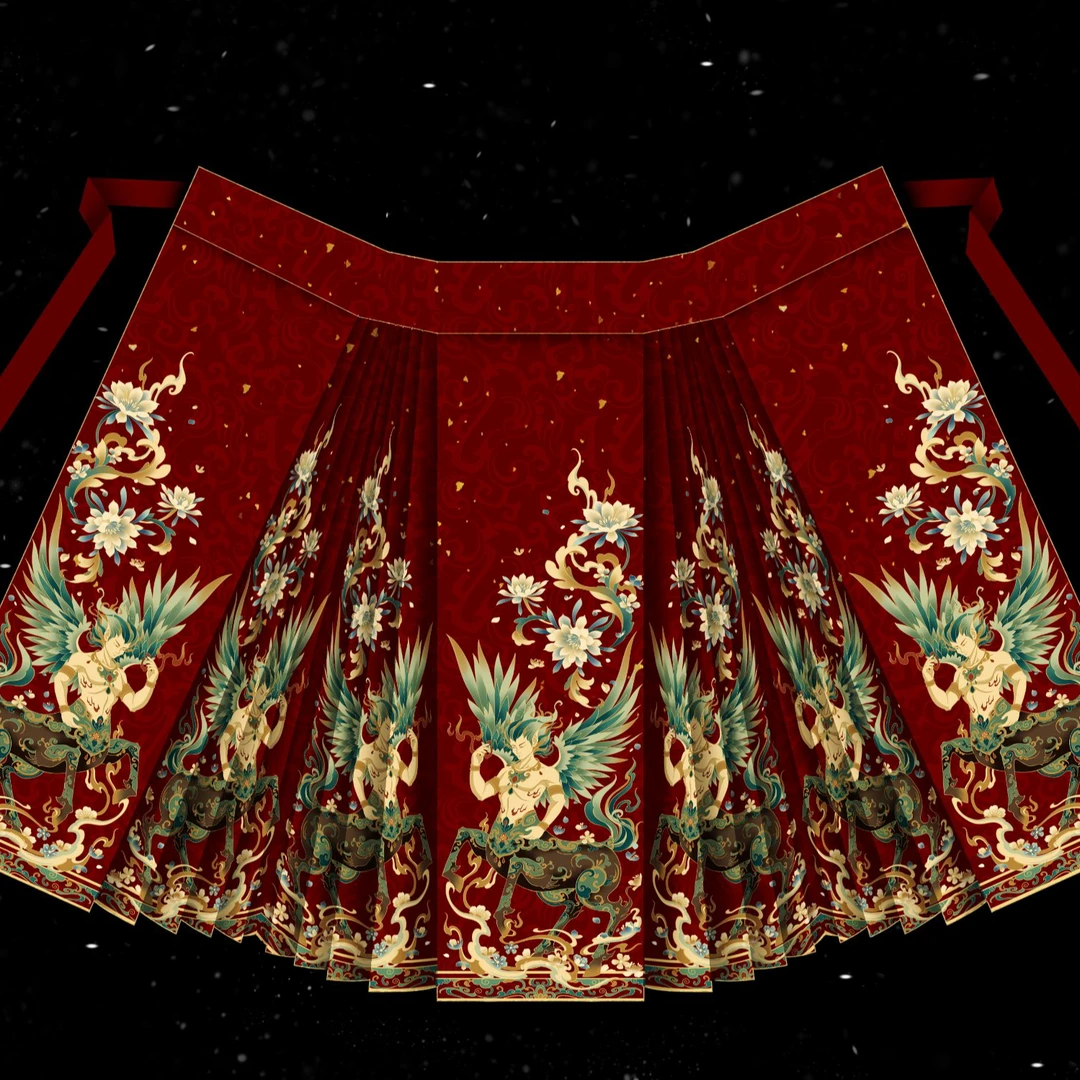 云杉织婳山海经【英招】原创重工明制缎面妆花马面裙高端汉服日常