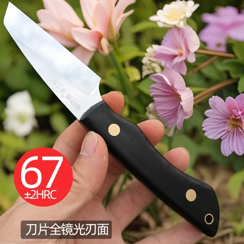 高速钢镜面插花直刀一体手工果树嫁接刀园林盆景园艺户外芽接工具
