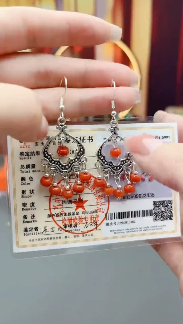 银S925镶嵌翡翠耳饰332